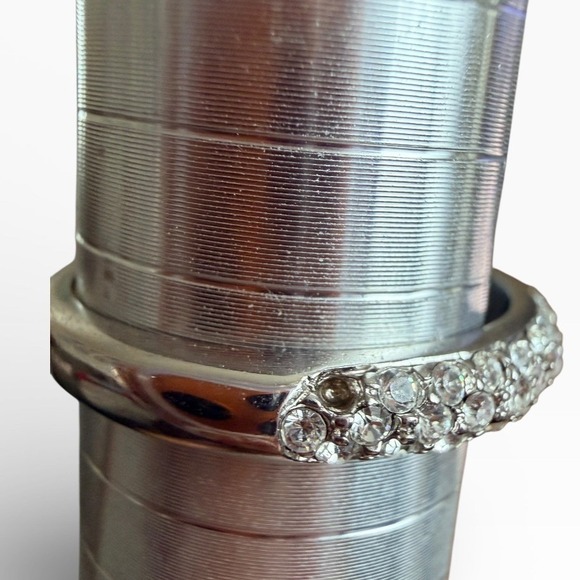 Vintage Avon RJ Sparkling Silver Tone Band Ring Crystal Accents  Size 10 - Picture 7 of 9